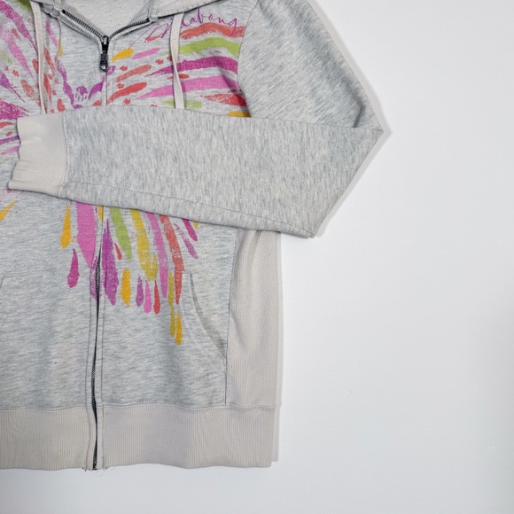 Billabong Y2K Light Grey Zip Up Hoodie Women's XL Butterfly Boho Logo - Picture 7 of 12